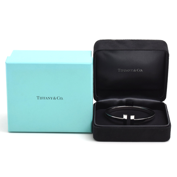 ティファニー バングル レディース Tスクエアバングル ブレスレット Mサイズ ホワイトゴールド TIFFANY 750WG 中古