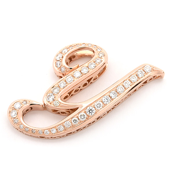 ゆきざき ペンダント メンズ レディース ノンブル アルファ ダイヤ イニシャルY D1.01ct Lサイズ ピンクゴールド K18PG YUKIZAKI 中古