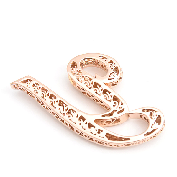 ゆきざき ペンダント メンズ レディース ノンブル アルファ ダイヤ イニシャルY D1.01ct Lサイズ ピンクゴールド K18PG YUKIZAKI 中古