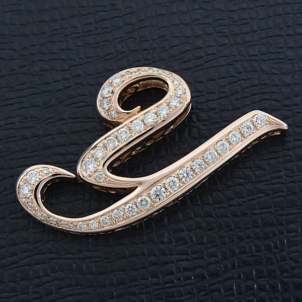 ゆきざき ペンダント メンズ レディース ノンブル アルファ ダイヤ イニシャルY D1.01ct Lサイズ ピンクゴールド K18PG YUKIZAKI 中古