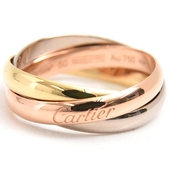 カルティエ 指輪 レディース トリニティ リング 50号 ゴールド Cartier 750YG×WG×PG 中古