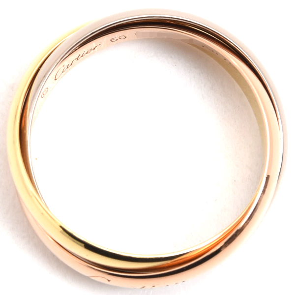 カルティエ 指輪 レディース トリニティ リング 50号 ゴールド Cartier 750YG×WG×PG 中古