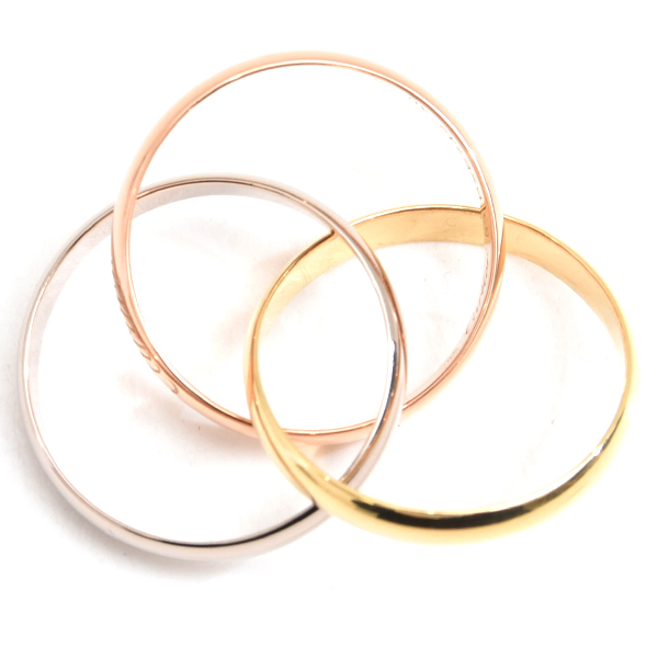 カルティエ 指輪 レディース トリニティ リング 50号 ゴールド Cartier 750YG×WG×PG 中古