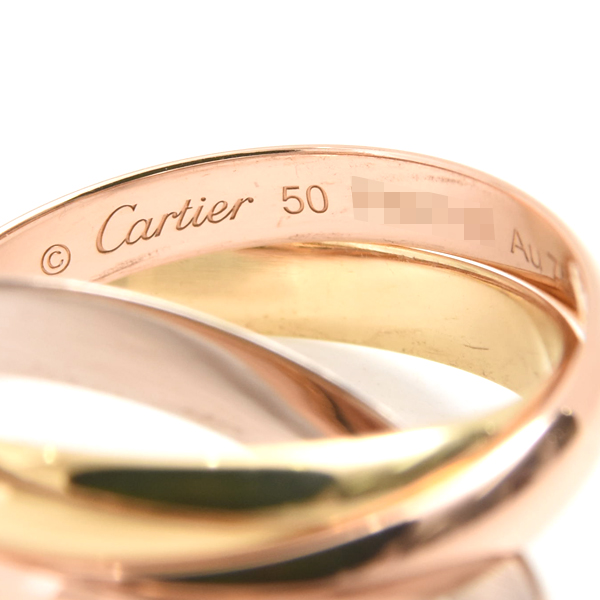 カルティエ 指輪 レディース トリニティ リング 50号 ゴールド Cartier 750YG×WG×PG 中古