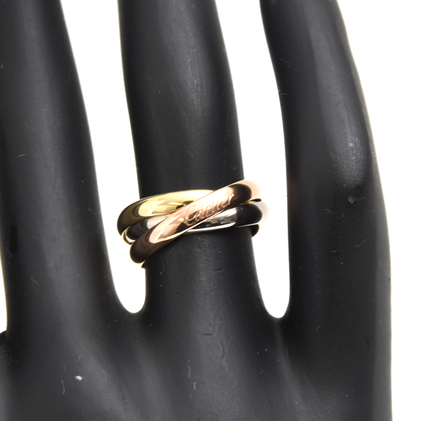 カルティエ 指輪 レディース トリニティ リング 50号 ゴールド Cartier 750YG×WG×PG 中古