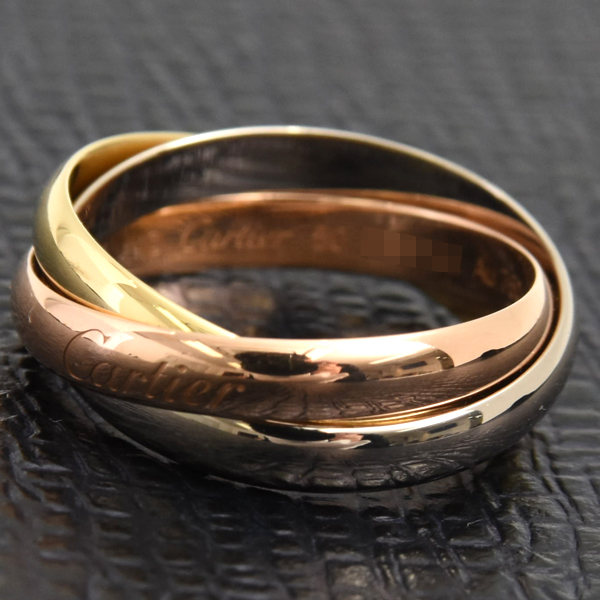 カルティエ 指輪 レディース トリニティ リング 50号 ゴールド Cartier 750YG×WG×PG 中古