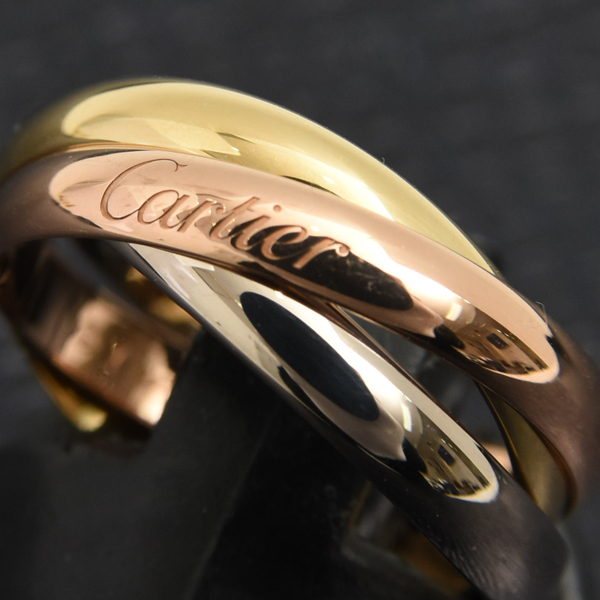 カルティエ 指輪 レディース トリニティ リング 50号 ゴールド Cartier 750YG×WG×PG 中古