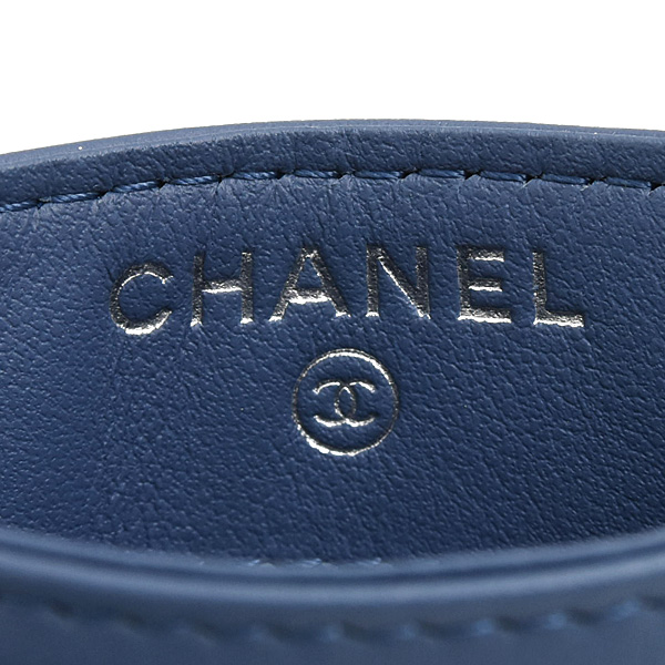 シャネル カードケース レディース カメリア カードケース パスケース デニム ブルー CHANEL 中古