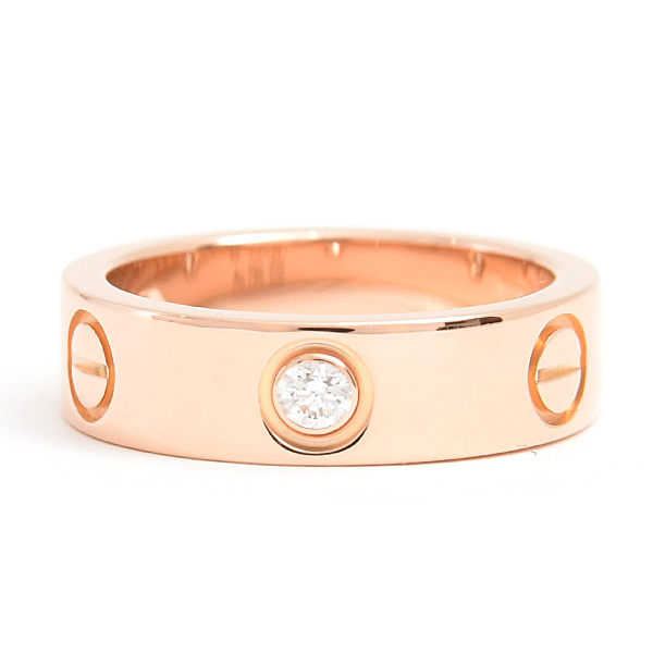 カルティエ 指輪 レディース ハーフダイヤ ラブ リング 3Pダイヤ 52号 実寸12号 ピンクゴールド 750PG Cartier 中古