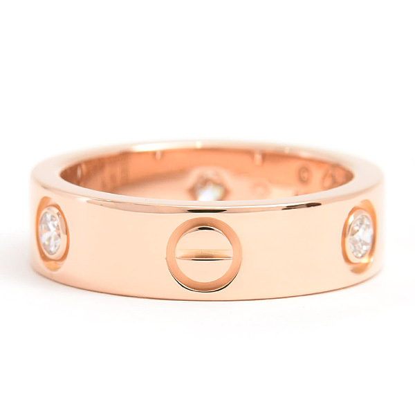 カルティエ 指輪 レディース ハーフダイヤ ラブ リング 3Pダイヤ 52号 実寸12号 ピンクゴールド 750PG Cartier 中古