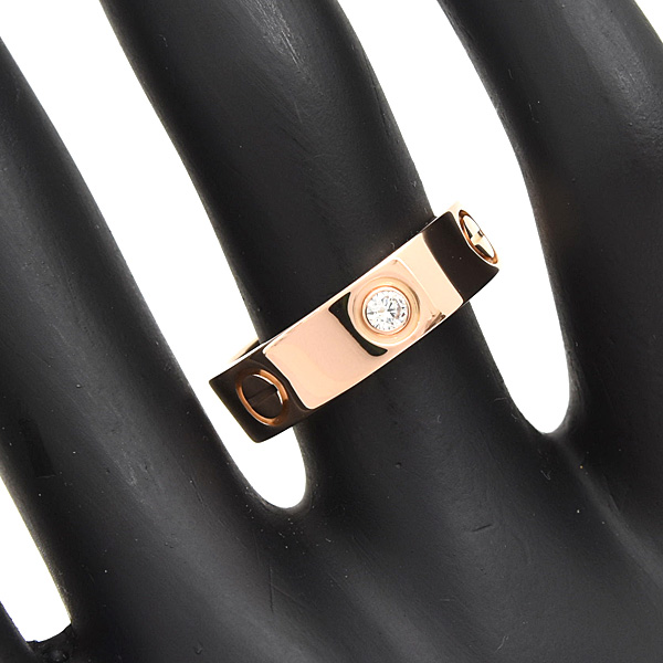 カルティエ 指輪 レディース ハーフダイヤ ラブ リング 3Pダイヤ 52号 実寸12号 ピンクゴールド 750PG Cartier 中古