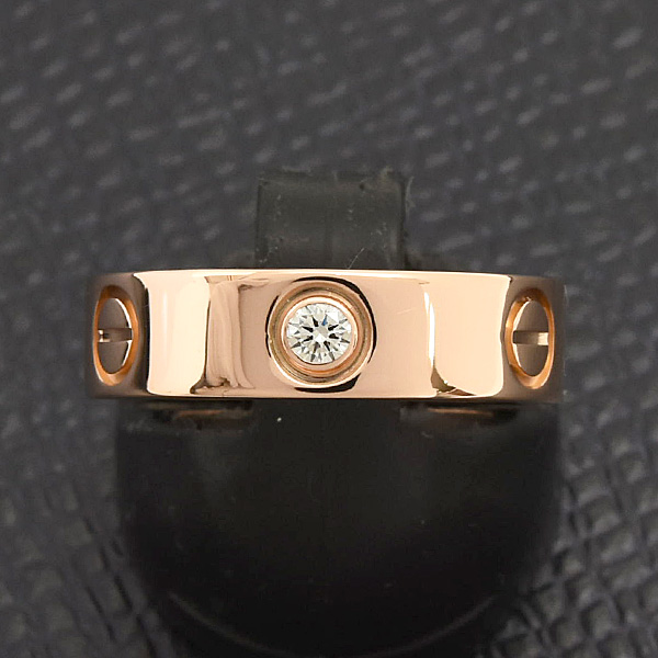 カルティエ 指輪 レディース ハーフダイヤ ラブ リング 3Pダイヤ 52号 実寸12号 ピンクゴールド 750PG Cartier 中古