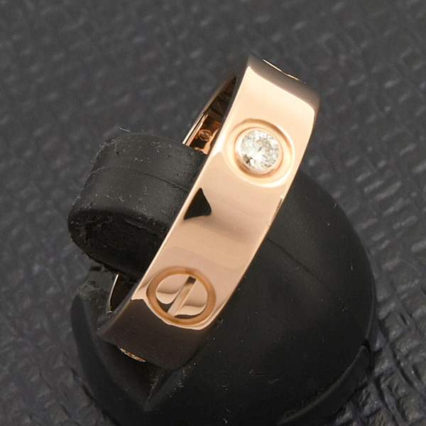 カルティエ 指輪 レディース ハーフダイヤ ラブ リング 3Pダイヤ 52号 実寸12号 ピンクゴールド 750PG Cartier 中古