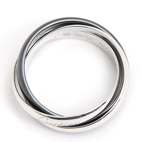 カルティエ 指輪 メンズ トリニティ リング 58号 実寸18号 3.1mm ホワイトゴールド セラミック 750WG×CE Cartier 中古