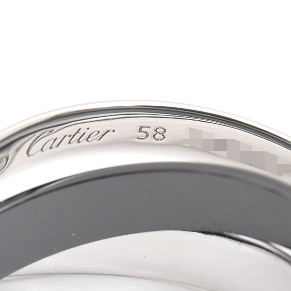 カルティエ 指輪 メンズ トリニティ リング 58号 実寸18号 3.1mm ホワイトゴールド セラミック 750WG×CE Cartier 中古