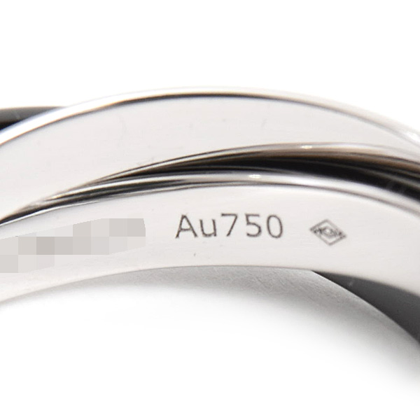 カルティエ 指輪 メンズ トリニティ リング 58号 実寸18号 3.1mm ホワイトゴールド セラミック 750WG×CE Cartier 中古