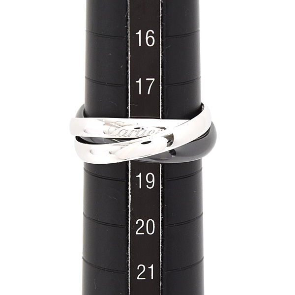 カルティエ 指輪 メンズ トリニティ リング 58号 実寸18号 3.1mm ホワイトゴールド セラミック 750WG×CE Cartier 中古