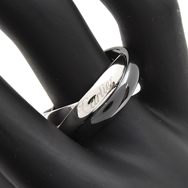カルティエ 指輪 メンズ トリニティ リング 58号 実寸18号 3.1mm ホワイトゴールド セラミック 750WG×CE Cartier 中古