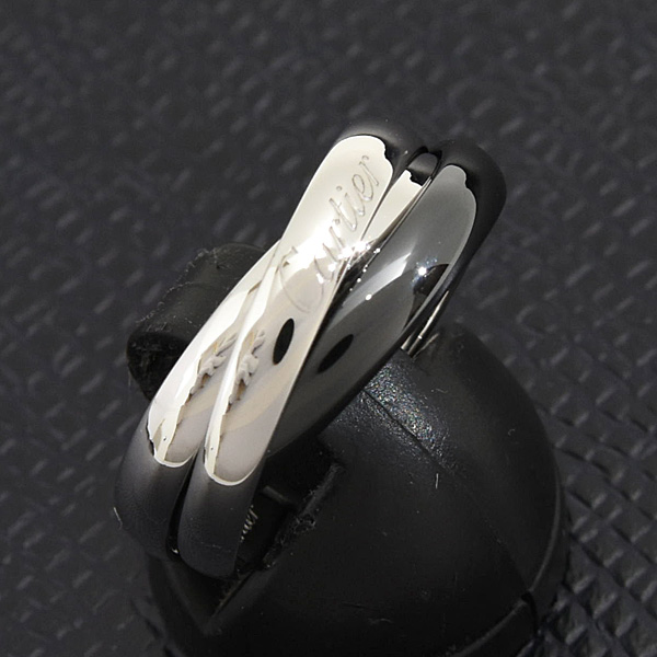 カルティエ 指輪 メンズ トリニティ リング 58号 実寸18号 3.1mm ホワイトゴールド セラミック 750WG×CE Cartier 中古