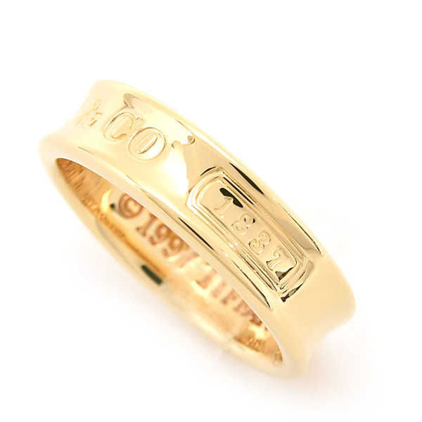 ティファニー 指輪 メンズ レディース 1837 ナロー リング 17号 イエローゴールド 750YG TIFFANY 中古