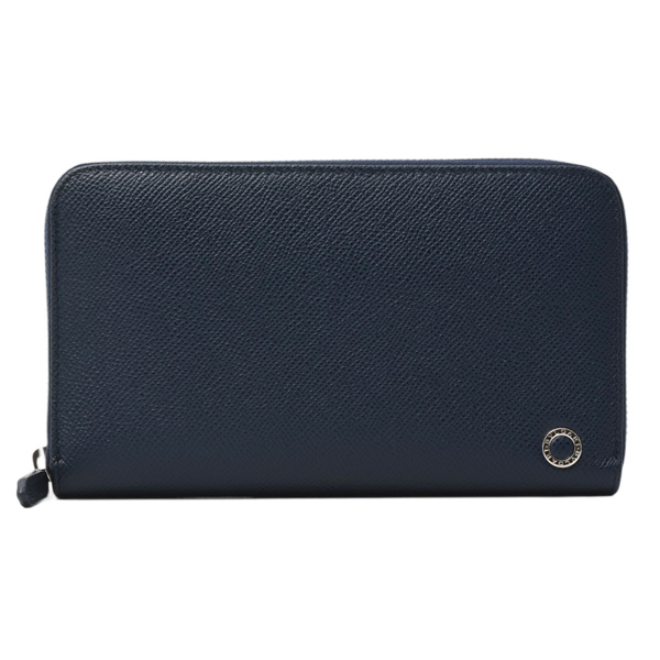 ブルガリ 財布 メンズ ブルガリブルガリ マン ジップウォレット ラウンドファスナー長財布 グレインレザー デニムサファイア BVLGARI 284231 中古