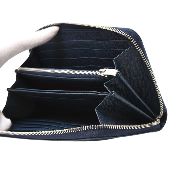 ブルガリ 財布 メンズ ブルガリブルガリ マン ジップウォレット ラウンドファスナー長財布 グレインレザー デニムサファイア BVLGARI 284231 中古