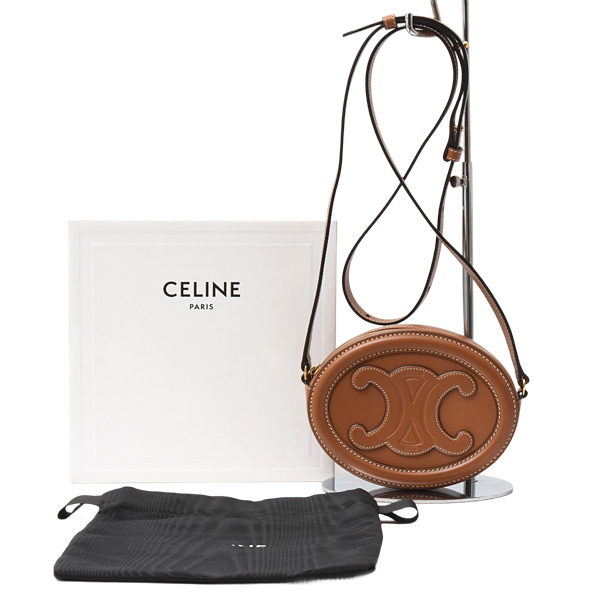 セリーヌ バッグ レディース クロスボディオーバルパース トリオンフ キュイル ショルダーバッグ カーフレザー ブラウン CELINE 10I703DPQ.04LU 中古
