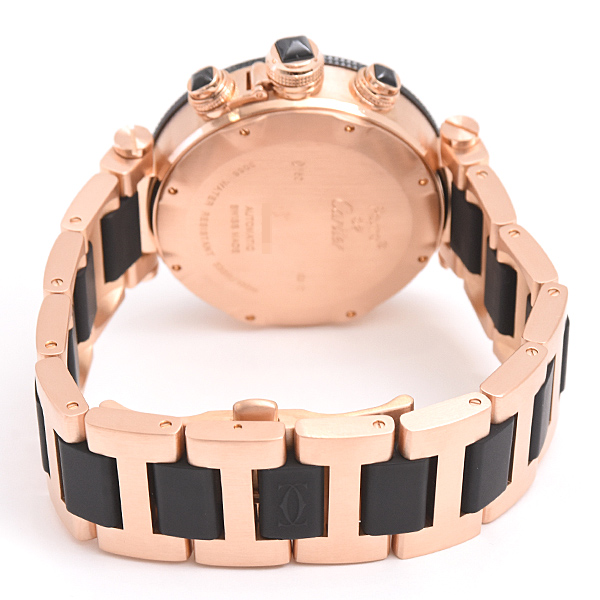 カルティエ 時計 メンズ パシャ シータイマー クロノグラフ ブラック文字盤 自動巻 ピンクゴールド Cartier 750PG W301980M 中古