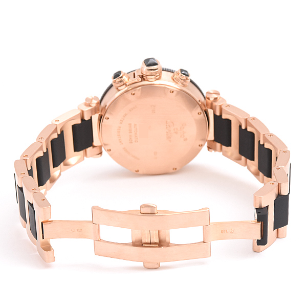 カルティエ 時計 メンズ パシャ シータイマー クロノグラフ ブラック文字盤 自動巻 ピンクゴールド Cartier 750PG W301980M 中古