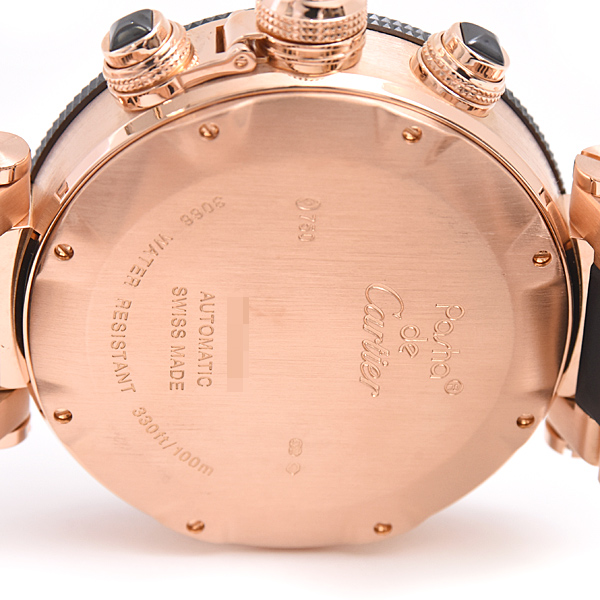 カルティエ 時計 メンズ パシャ シータイマー クロノグラフ ブラック文字盤 自動巻 ピンクゴールド Cartier 750PG W301980M 中古