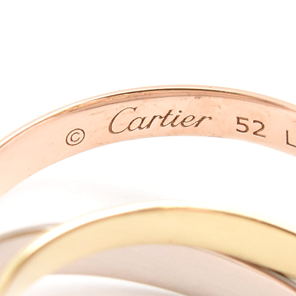 カルティエ 指輪 レディース トリニティ リング 3連 52号 実寸12.5号 2.4mm ゴールド Cartier 750YG×WG×PG 中古