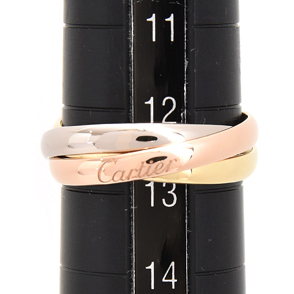 カルティエ 指輪 レディース トリニティ リング 3連 52号 実寸12.5号 2.4mm ゴールド Cartier 750YG×WG×PG 中古