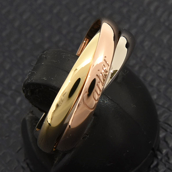 カルティエ 指輪 レディース トリニティ リング 3連 52号 実寸12.5号 2.4mm ゴールド Cartier 750YG×WG×PG 中古