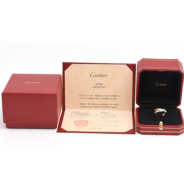 カルティエ 指輪 レディース トリニティ リング 3連 52号 実寸12.5号 2.4mm ゴールド Cartier 750YG×WG×PG 中古