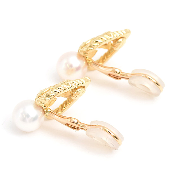 ミキモト イヤリング レディース パール ダイヤ 7.7mm珠 イエローゴールド K18 MIKIMOTO 中古