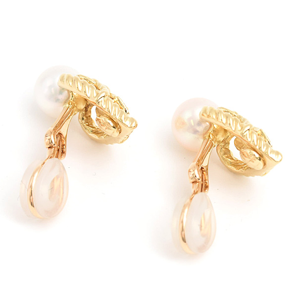 ミキモト イヤリング レディース パール ダイヤ 7.7mm珠 イエローゴールド K18 MIKIMOTO 中古