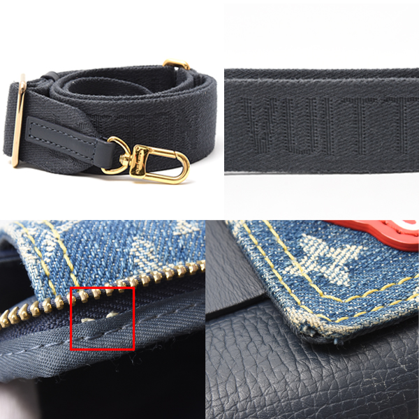 ルイヴィトン バッグ メンズ ダブルフォンポーチ ショルダーバッグ モノグラムデニム トリヨンレザー デニムブルー ネイビー M81060 Louis Vuitton 中古