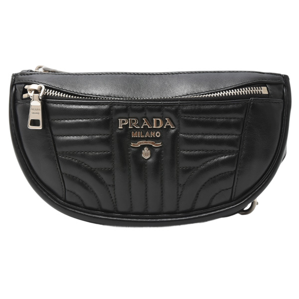 プラダ バッグ メンズ レディース ウエストバッグ ボディバッグ ソフトカーフ NERO PRADA 1BL008 中古
