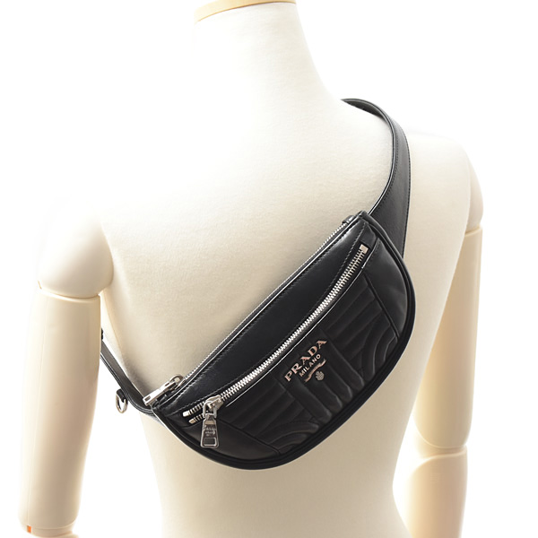プラダ バッグ メンズ レディース ウエストバッグ ボディバッグ ソフトカーフ NERO PRADA 1BL008 中古