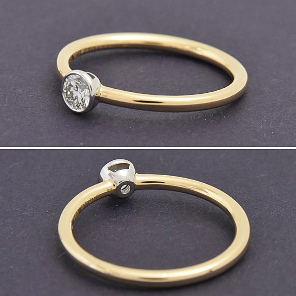 ティファニー 指輪 レディース ビゼット ダイヤ リング 実測サイズ10号 イエローゴールド×プラチナ TIFFANY 750YG×PT950 中古