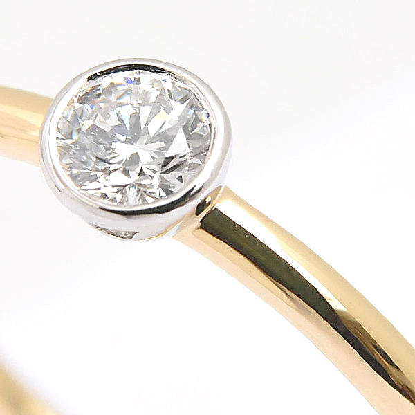 ティファニー 指輪 レディース ビゼット ダイヤ リング 実測サイズ10号 イエローゴールド×プラチナ TIFFANY 750YG×PT950 中古