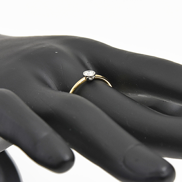 ティファニー 指輪 レディース ビゼット ダイヤ リング 実測サイズ10号 イエローゴールド×プラチナ TIFFANY 750YG×PT950 中古