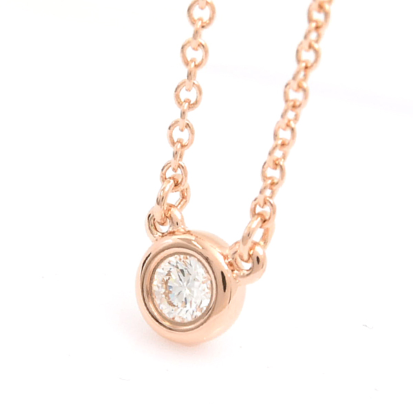 ティファニー ネックレス レディース バイ ザ ヤード シングル ダイヤモンド ペンダント 1Pダイヤ ピンクゴールド TIFFANY 750PG 中古