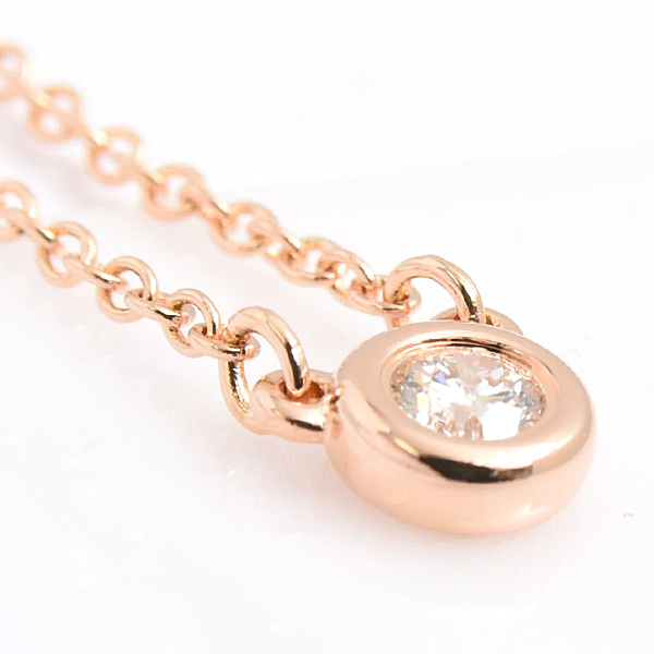 ティファニー ネックレス レディース バイ ザ ヤード シングル ダイヤモンド ペンダント 1Pダイヤ ピンクゴールド TIFFANY 750PG 中古