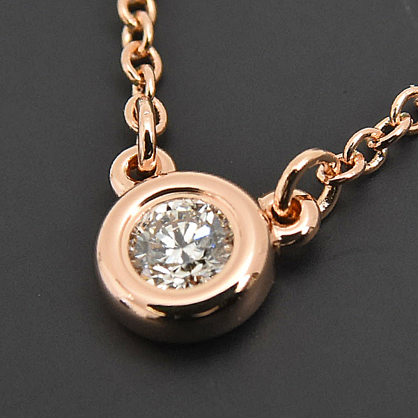 ティファニー ネックレス レディース バイ ザ ヤード シングル ダイヤモンド ペンダント 1Pダイヤ ピンクゴールド TIFFANY 750PG 中古