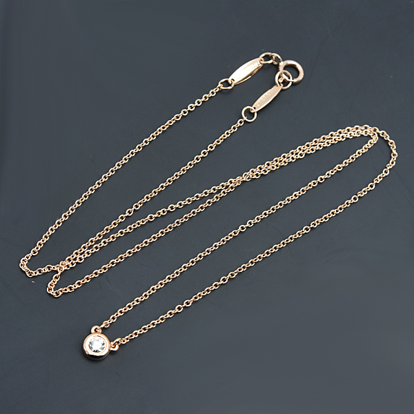 ティファニー ネックレス レディース バイ ザ ヤード シングル ダイヤモンド ペンダント 1Pダイヤ ピンクゴールド TIFFANY 750PG 中古