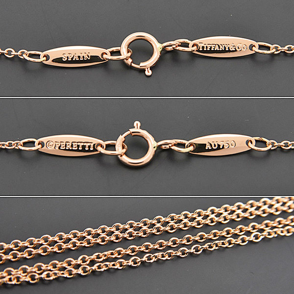 ティファニー ネックレス レディース バイ ザ ヤード シングル ダイヤモンド ペンダント 1Pダイヤ ピンクゴールド TIFFANY 750PG 中古