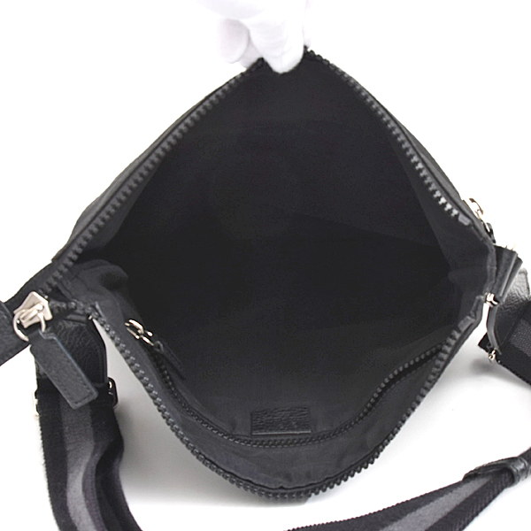 グッチ バッグ レディース メンズ GGナイロン ショルダーバッグ ナイロン キャンバス レザーブラック 449185 GUCCI 中古