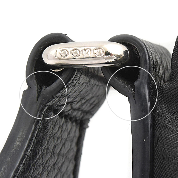 グッチ バッグ レディース メンズ GGナイロン ショルダーバッグ ナイロン キャンバス レザーブラック 449185 GUCCI 中古