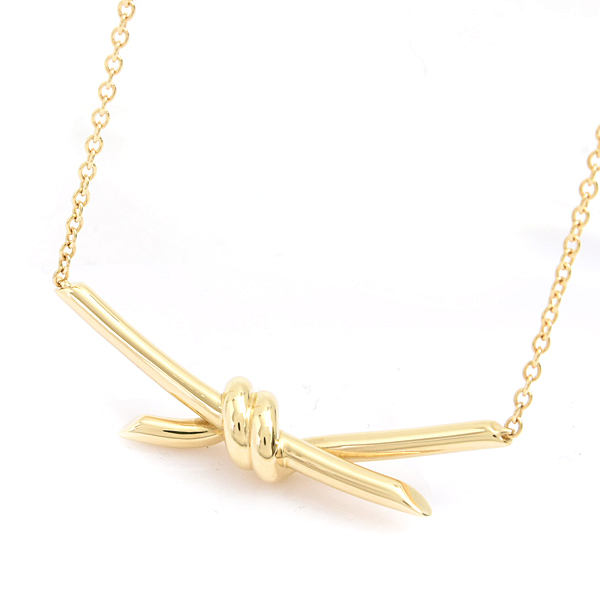 ティファニー ネックレス レディース ノット ペンダント イエローゴールド 750YG K18 TIFFANY 中古